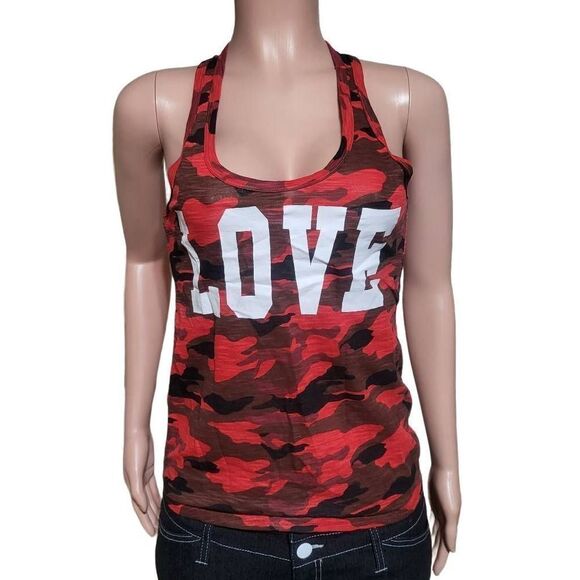 Reflex women's red camouflage racerback sleeveless tank top M - Picture 2 of 5